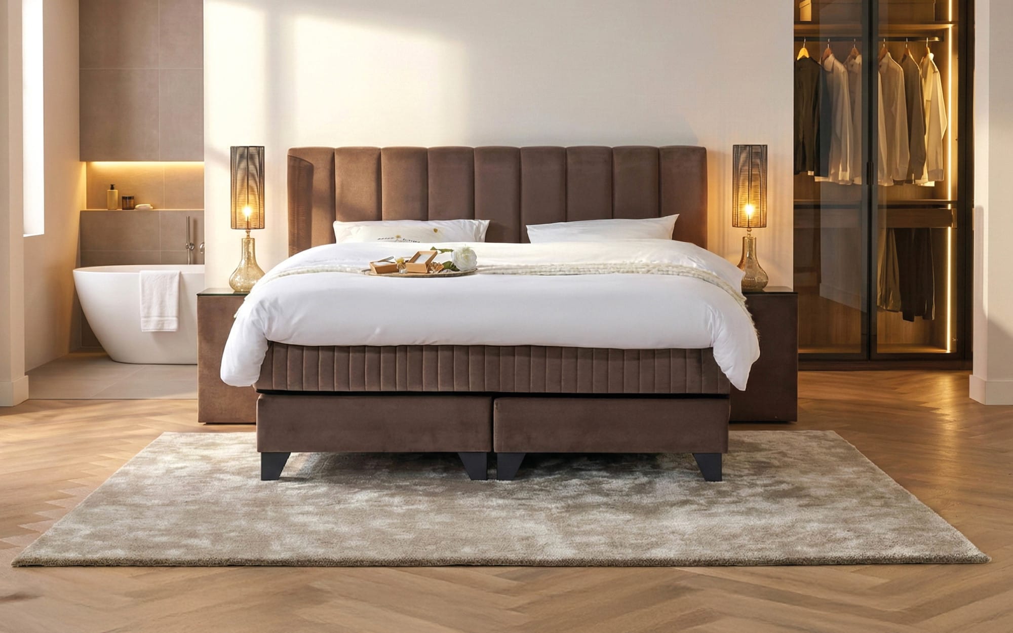 Serta Chandon boxspring met oversized hoofdbord 130 cm – Premium Series